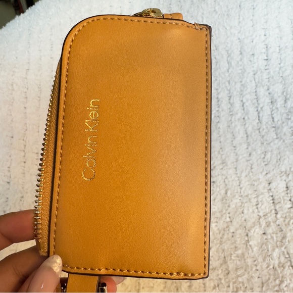 Calvin Klein Tan Card Holder with Key Clip Coin Purse Pouch with Hook - Picture 7 of 7